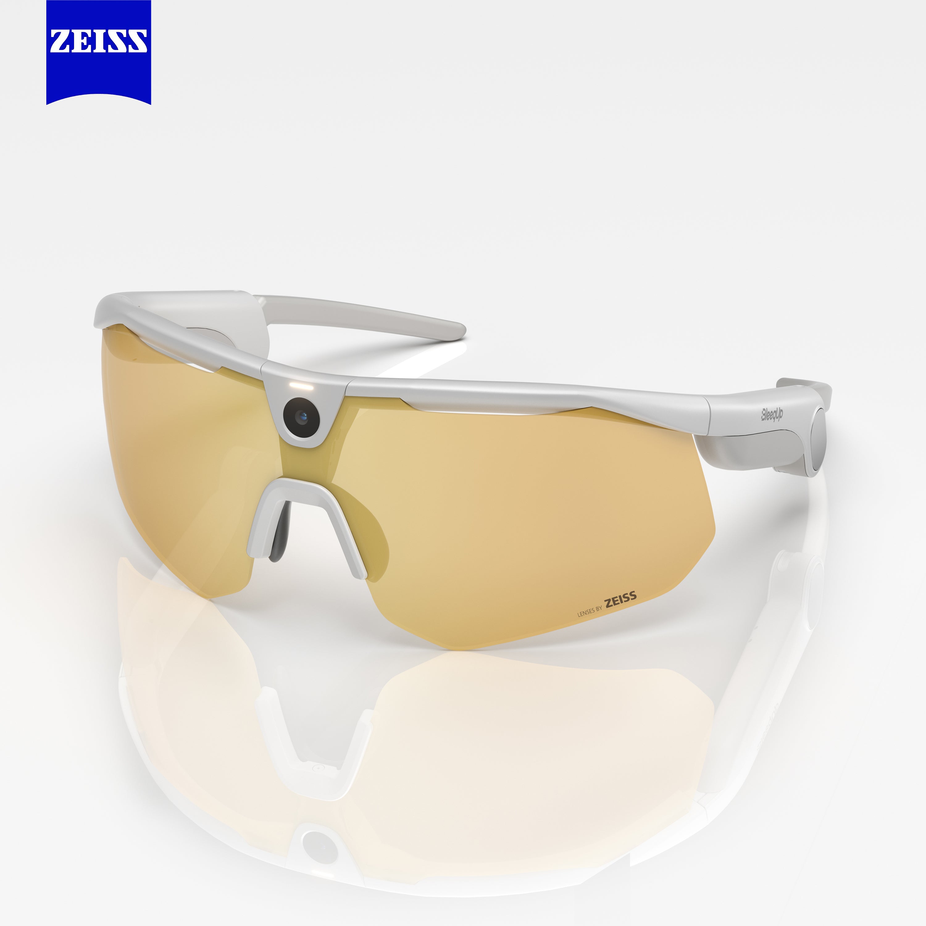 BleeqUp Ranger AI Sports Camera Glasses (White Frame) - Lenses by Zeiss