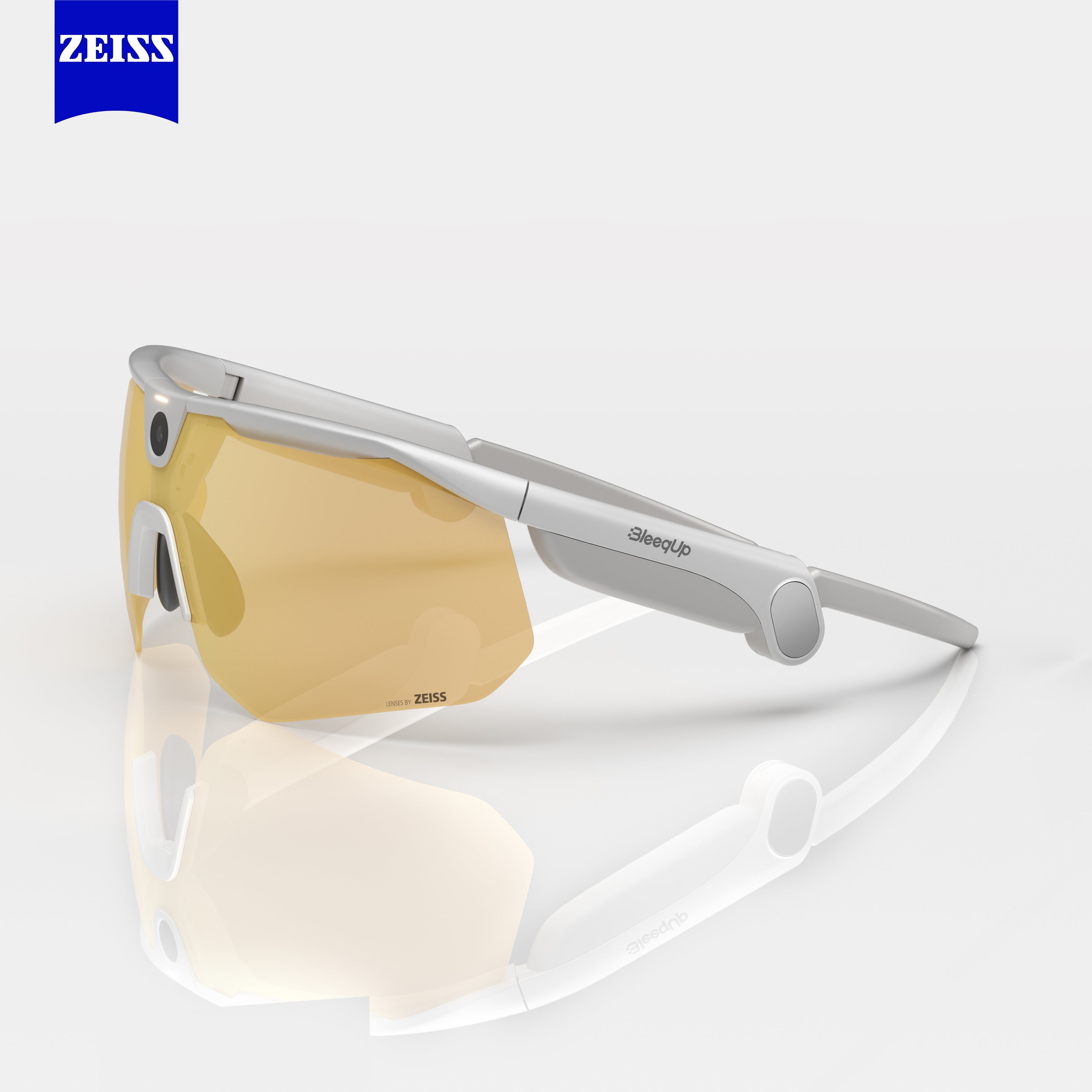 BleeqUp Ranger AI Sports Camera Glasses (White Frame) - Lenses by Zeiss